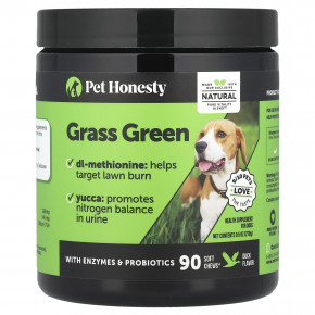 Pet Honesty, Grass Green, для собак, утка, 90 жевательных таблеток, 270 г (9,5 унции) - описание | фото