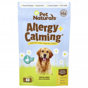 Pet Naturals, Allergy + Calming®, для всех собак, со вкусом утки, 60 жевательных таблеток, 90 г (3,17 унции) - описание | фото