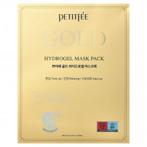Petitfee, гидрогелевая маска для лица с золотом, 5 шт. по 32 г (1,12 унции) в Москве - eco-herb.ru | фото