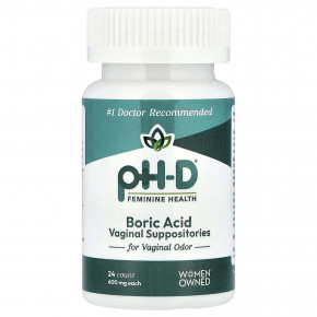 pH-D Feminine Health, Вагинальные свечи с борной кислотой, 600 мг, 24 шт. в Москве - eco-herb.ru | фото