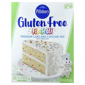 Pillsbury, Funfetta®, смесь для торта и пирожных премиального качества с конфетами, без глютена, 482 г (1 фунт 1 унция) - описание | фото