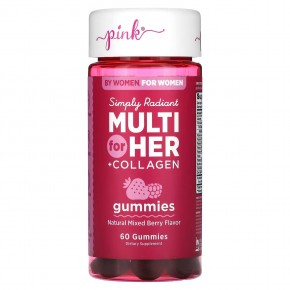 Pink, Simply Radiant Multi For Her + Collagen, ягодное ассорти, 60 жевательных таблеток в Москве - eco-herb.ru | фото