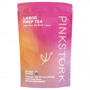 Pink Stork, Labor Prep Tea, сладкий цветочный чай, 15 пакетиков, 37,5 г (1,3 унции) - описание | фото