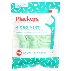 Plackers, Micro Line, зубная нить, свежая мята, 90 шт. в Москве - eco-herb.ru | фото