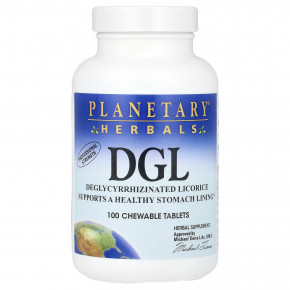 Planetary Herbals, DGL, 380 мг, 100 жевательных таблеток - описание