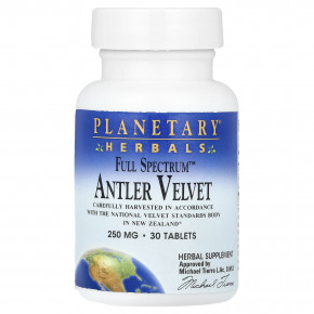 Planetary Herbals, Full Spectrum ™ Antler Velvet, 500 мг, 30 таблеток (250 мг на таблетку) - описание