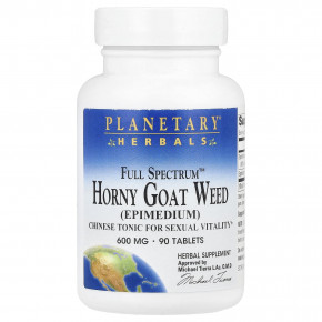 Planetary Herbals, Full Spectrum ™ Horny Goat Weed, 600 мг, 90 таблеток - описание