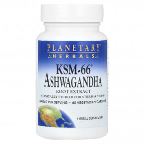 Planetary Herbals, KSM-66® экстракт корня ашваганды, 600 мг, 60 вегетарианских капсул (300 мг в каждой капсуле) в Москве - eco-herb.ru | фото