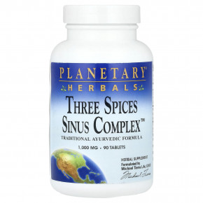 Planetary Herbals, Three Spices Sinus Complex ™, 1000 мг, 90 таблеток (500 мг на таблетку) - описание | фото