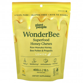 Plant People, WonderBee®, жевательные таблетки с медом из суперпродуктов, лимон, MGO 400+, 30 жевательных таблеток в Москве - eco-herb.ru | изображение Plant People, WonderBee®, жевательные таблетки с медом из суперпродуктов, лимон, MGO 400+, 30 жевательных таблеток в Москве - eco-herb.ru | фото