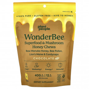 Plant People, WonderBee®, жевательные таблетки с суперпродуктом и грибами, с шоколадом, 30 жевательных таблеток в Москве - eco-herb.ru | фото