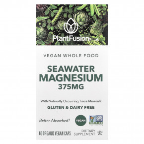 PlantFusion, Vegan SeaWater Magnesium, 60 органических веганских капсул - описание | фото