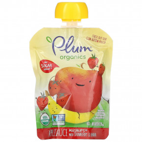 Plum Organics, яблочное пюре с клубникой и бананом, 4 пакетика, по 90 г (3,17 унции) каждый (Товар снят с продажи) в Москве - eco-herb.ru | фото
