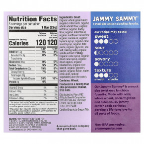 Plum Organics, Jammy Sammy®, батончик-снек, для детей от 15 месяцев, голубика и овсянка, 5 батончиков по 29 г (1,02 унции) в Москве - eco-herb.ru | изображение Plum Organics, Jammy Sammy®, батончик-снек, для детей от 15 месяцев, голубика и овсянка, 5 батончиков по 29 г (1,02 унции) в Москве - eco-herb.ru | фото