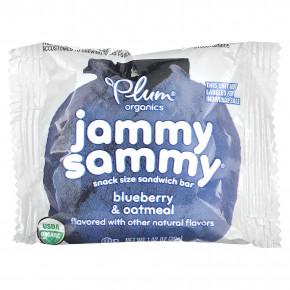 Plum Organics, Jammy Sammy, сэндвич-батончик для детей от 15 месяцев, черника и овсянка, 5 батончиков, 29 г (1,02 унции) в Москве - eco-herb.ru | фото