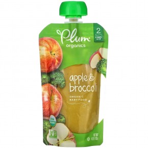 Plum Organics, Organic Baby Food, 6 Mos & Up, Apple & Broccoli, 4 oz (113 g) - описание