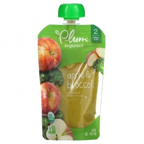 Plum Organics, органическое детское питание, для детей от 6 месяцев, яблоко и брокколи, 4 пакетика по 113 г (4 унции) в Москве - eco-herb.ru | фото