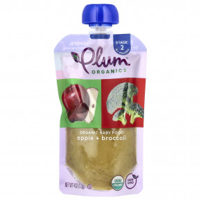 Plum Organics, органическое детское питание, этап 2, яблоко и брокколи, 113 г (4 унции) в Москве - eco-herb.ru | фото