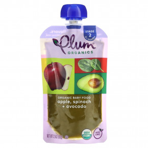 Plum Organics, Органическое детское питание, от 6 месяцев, яблоко, шпинат и авокадо, 99 г (3,5 унции) в Москве - eco-herb.ru | фото