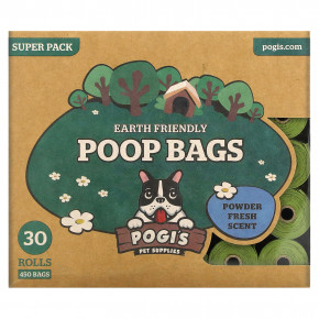 Pogi's Pet Supplies, Earth Friendly Poop Packages, свежий порошок, 30 рулонов, 450 пакетиков - описание | фото