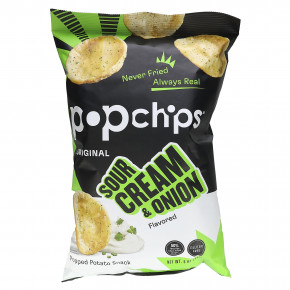 Popchips, Картофельный чипсы, сметана и лук, 5 унций (142 г) - описание