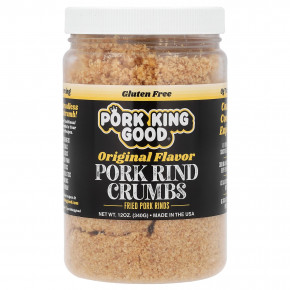 Pork King Good, Крошки из свиной шкурки, оригинальные, 340 г (12 унций) - описание | фото