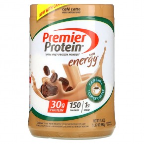 Premier Protein, Порошок из 100% сывороточного протеина с энергией, кофейный латте, 680 г (23,9 унции) - описание