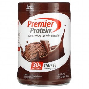Premier Protein, Порошок из 100% сывороточного протеина, шоколадный молочный коктейль, 697 г (1 фунт 8 унций) - описание