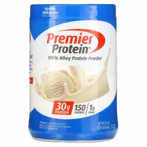 Premier Protein, Порошок из 100% сывороточного протеина, ванильный молочный коктейль, 663 г (1 фунт 7 унций) в Москве - eco-herb.ru | фото