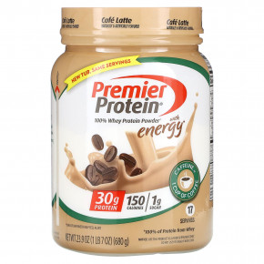 Premier Protein, Порошок из 100% сывороточного протеина с энергией, кофейный латте, 680 г (23,9 унции) в Москве - eco-herb.ru | фото