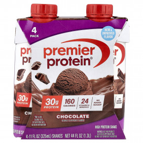 Premier Protein, высокопротеиновый коктейль, шоколадный вкус, 4 шт. по 325 мл (11 жидк. унций) - подробнее Premier Protein, высокопротеиновый коктейль, шоколадный вкус, 4 шт. по 325 мл (11 жидк. унций) - описание