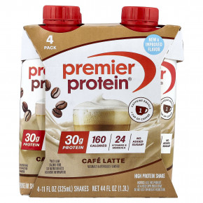 Premier Protein, высокопротеиновый коктейль, со вкусом кофе латте, 4 шт. по 325 мл (11 жидк. унций) в Москве - eco-herb.ru | изображение Premier Protein, высокопротеиновый коктейль, со вкусом кофе латте, 4 шт. по 325 мл (11 жидк. унций) в Москве - eco-herb.ru | фото