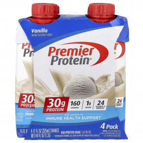 Premier Protein, высокопротеиновый коктейль, ванильный вкус, 4 шт. по 325 мл (11 жидк. унций) - подробнее Premier Protein, высокопротеиновый коктейль, ванильный вкус, 4 шт. по 325 мл (11 жидк. унций) - описание