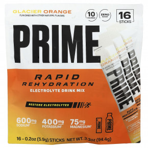 Prime Hydration, Rapid ReHydration, смесь для приготовления электролитического напитка, со вкусом апельсина, 16 стиков по 5,9 г (0,2 унции) - описание