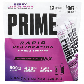 Prime Hydration, Rapid ReHydration, смесь для приготовления электролитического напитка, со вкусом ягод и цитрусовых, 16 стик-пакетов по 5,7 г (0,2 унции) в Москве - eco-herb.ru | фото