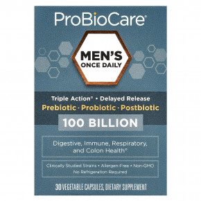 ProBioCare, Men's Once Daily, пребиотик, пробиотик, постбиотик, 100 млрд, 30 растительных капсул в Москве - eco-herb.ru | изображение ProBioCare, Men's Once Daily, пребиотик, пробиотик, постбиотик, 100 млрд, 30 растительных капсул в Москве - eco-herb.ru | фото