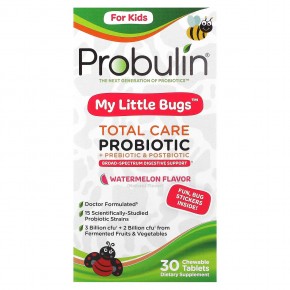 Probulin, для детей, My Little Bugs, пробиотик Total Care + пребиотик и постбиотик, арбуз, 30 жевательных таблеток в Москве - eco-herb.ru | фото