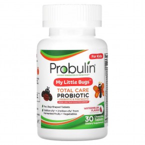 Probulin, для детей, My Little Bugs, пробиотик Total Care + пребиотик и постбиотик, арбуз, 30 жевательных таблеток в Москве - eco-herb.ru | фото