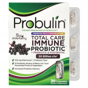 Probulin, Total Care Immune, пробиотики, пребиотики и постбиотики с натуральной бузиной, 20 млрд КОЕ, 30 капсул - описание | фото