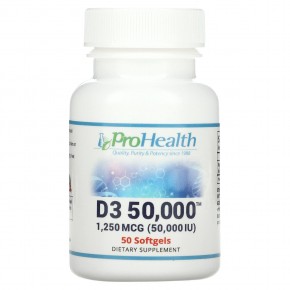 ProHealth Longevity, витамин D3, 1250 мкг (50 000 МЕ), 50 мягких таблеток в Москве - eco-herb.ru | фото