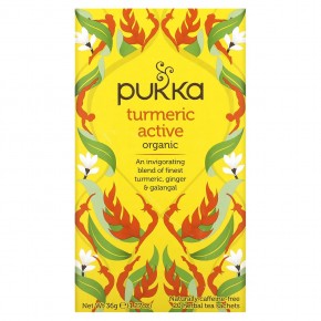 Pukka Herbs, Organic Turmeric Active, без кофеина, 20 пакетиков травяного чая, 36 г (1,27 унции) в Москве - eco-herb.ru | фото