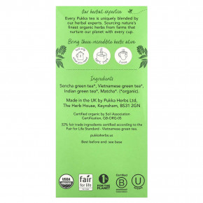 Pukka Herbs, органический зеленый чай, высшего качества зеленый матча, 20 саше, 30 г (1,05 унции) в Москве - eco-herb.ru | фото