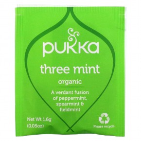 Pukka Herbs, Three Mint, без кофеина, 20 пакетиков травяного чая, 32 г (1,12 унции) в Москве - eco-herb.ru | фото