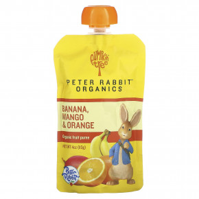 Pumpkin Tree Organics, Peter Rabbit Organics, органическое фруктовое пюре, банан, манго и апельсин, 113 г (4 унции) - описание | фото