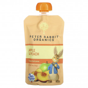 Pumpkin Tree Organics, Peter Rabbit Organics, органическое фруктовое пюре, яблоко и персик, 113 г (4 унции) в Москве - eco-herb.ru | фото