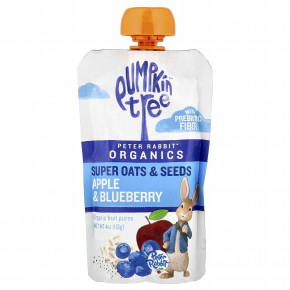 Pumpkin Tree Organics, Peter Rabbit™ Organics, органическое фруктовое пюре, овсяные хлопья и семена, яблоко и голубика, 113 г (4 унции) - описание