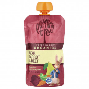 Pumpkin Tree Organics, Peter Rabbit™ Organics, пюре из органических фруктов и овощей, груша, морковь и свекла, 125 г (4,4 унции) - описание | фото
