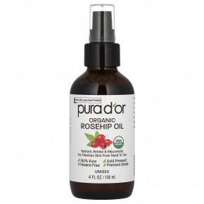Pura D'or, органическое масло шиповника, 118 мл (4 жидк. унции) - описание | фото