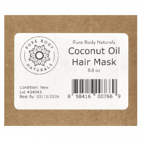 Pure Body Naturals, маска для глубокого восстановления волос с кокосовым маслом, 260 мл (8,8 жидк. унции) в Москве - eco-herb.ru | фото