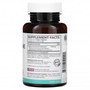 Pure Co., Органическая львиная грива, 60 веганских капсул (500 мг на капсулу) в Москве - eco-herb.ru | фото